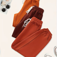 3-Pack Women's Sporty Pants Set Plus Size Elastic Joggers Three Piece Set