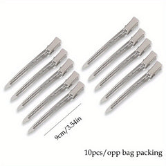 10pcs Silvery Metal Hair Clips for Styling, Salon Tool