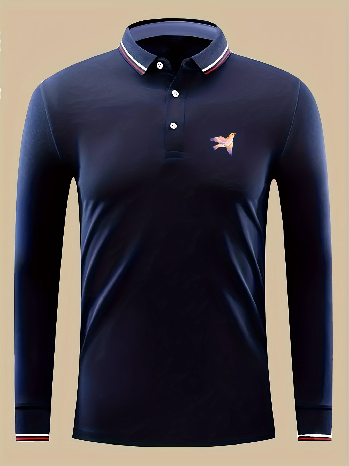 Men's Bird Print Button Up Lightweight Polo