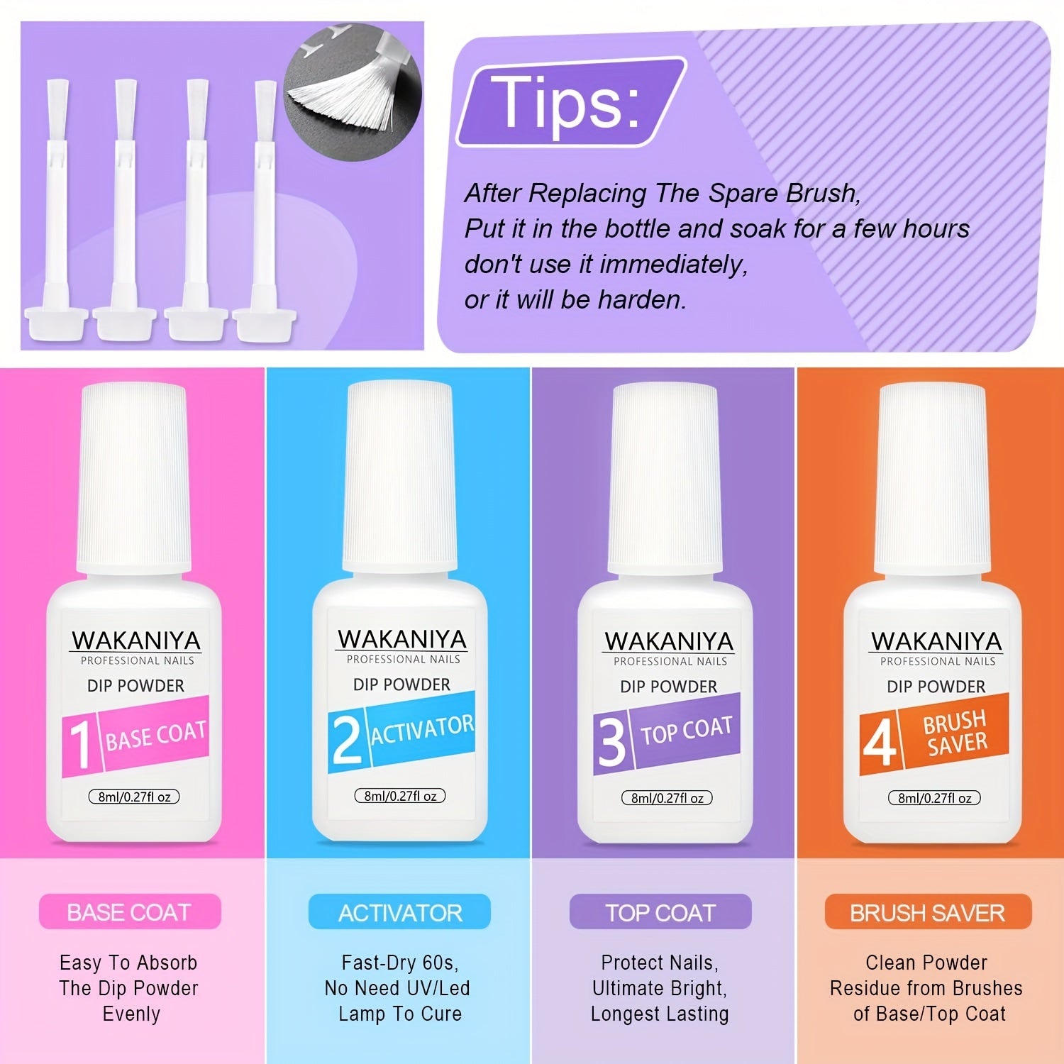 12 Colors Glitter Fall Dipping Powder Kit with 4 Liquids for Dip Manicure