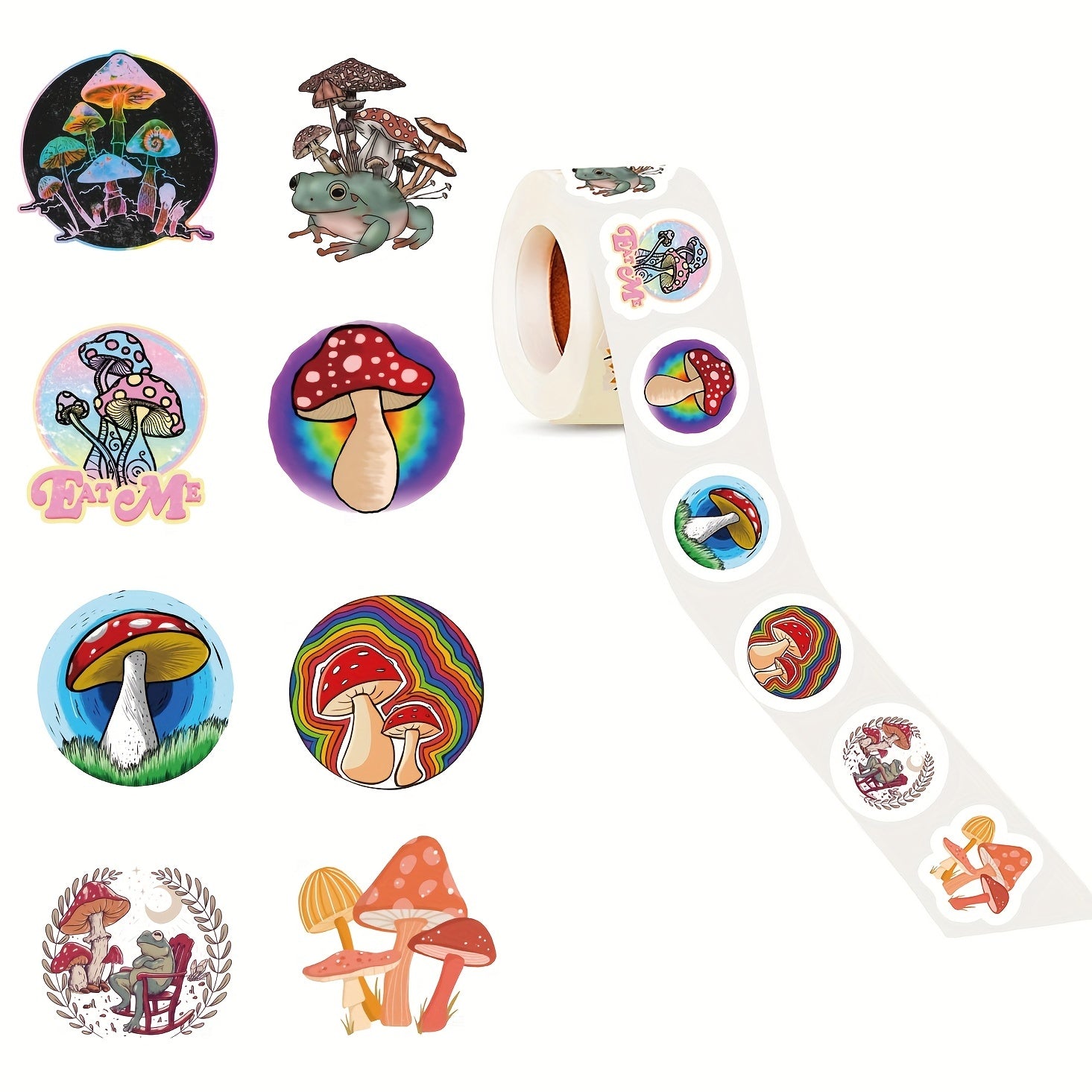500pcs Mushroom Stickers Self Adhesive Seals for Scrapbooking Cards Envelopes