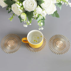 6pcs Round PVC Coasters Floral Pattern Solid Coasters Washable Placemat
