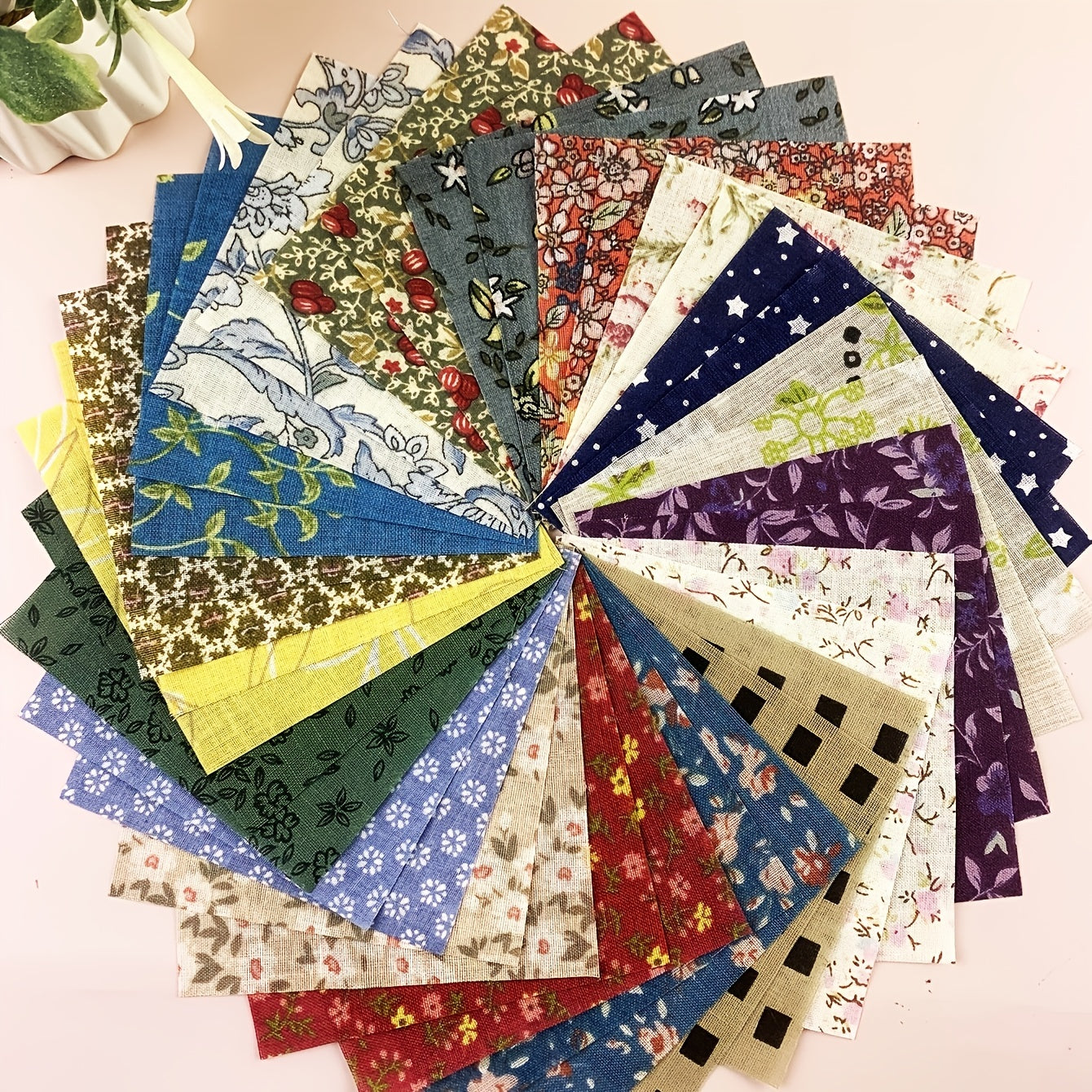 100pcs Dark Printed Quilted Fabric Bundle DIY Sewing Crafts 50 Colors 2pcs