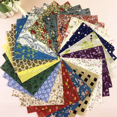 100pcs Dark Printed Quilted Fabric Bundle DIY Sewing Crafts 50 Colors 2pcs
