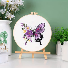 Butterfly & Flowers Embroidery Kit DIY Cross Stitch Wall Decoration