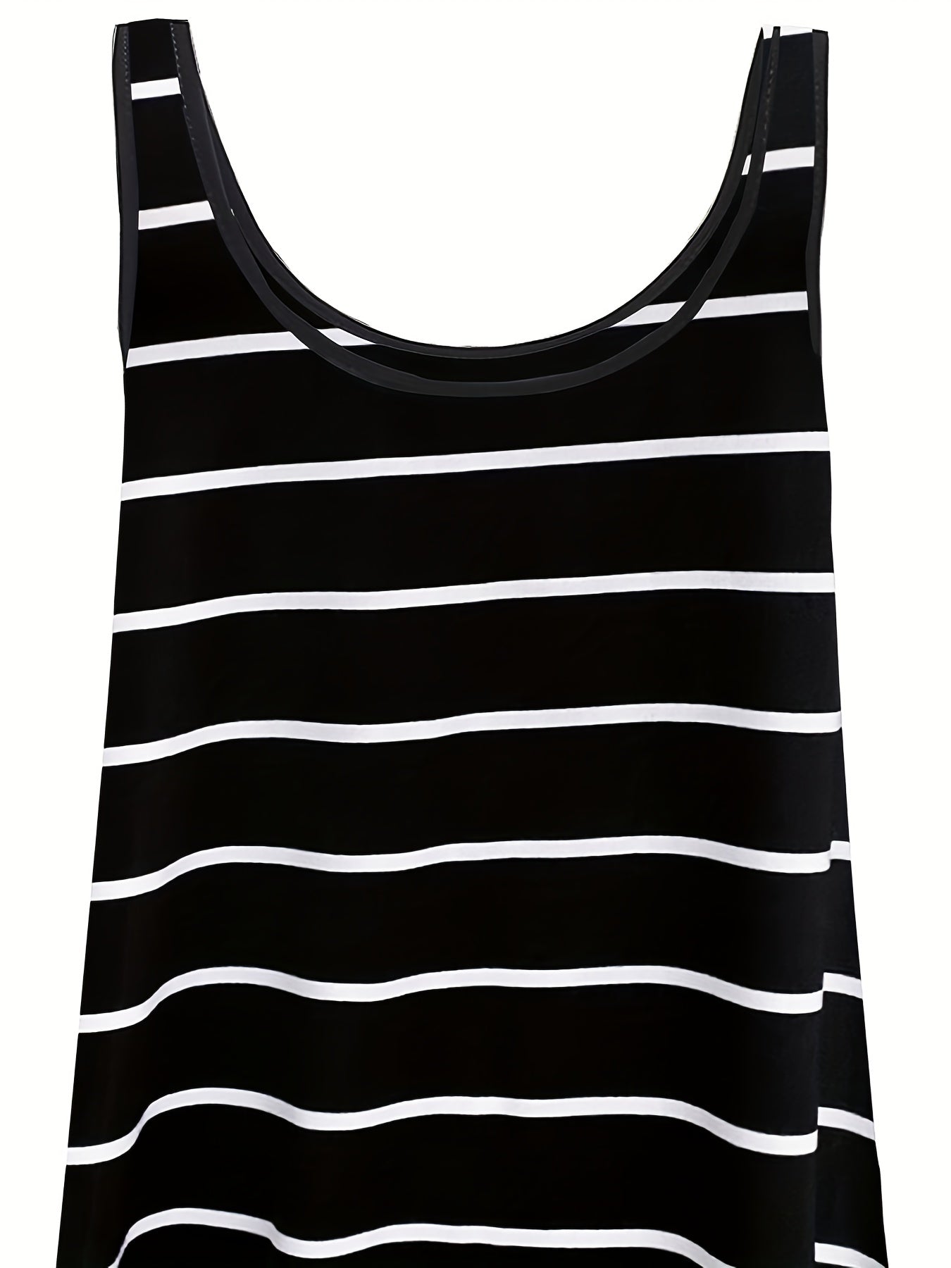  Stripe Print Lace Trim Tank Top