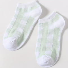 5 Pairs Striped & Leaf Print Low Cut Ankle Socks Women's Stockings