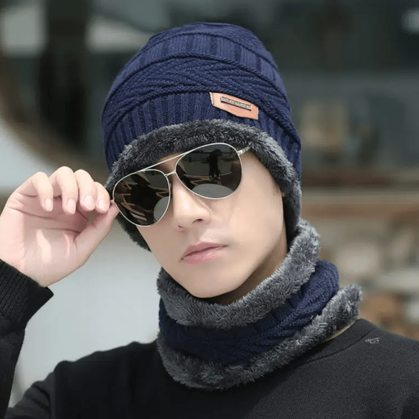 2pcs Men's Winter Fleece Knitted Hats