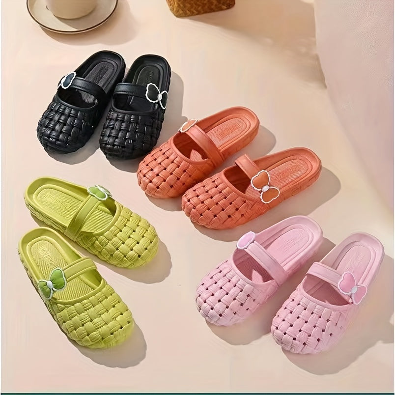 Women's Bowknot Decor Clogs Closed Toe Slip On Shoes