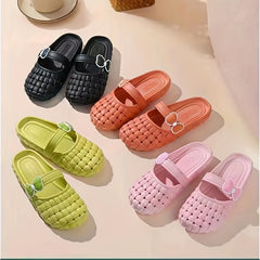 Women's Bowknot Decor Clogs Closed Toe Slip On Shoes