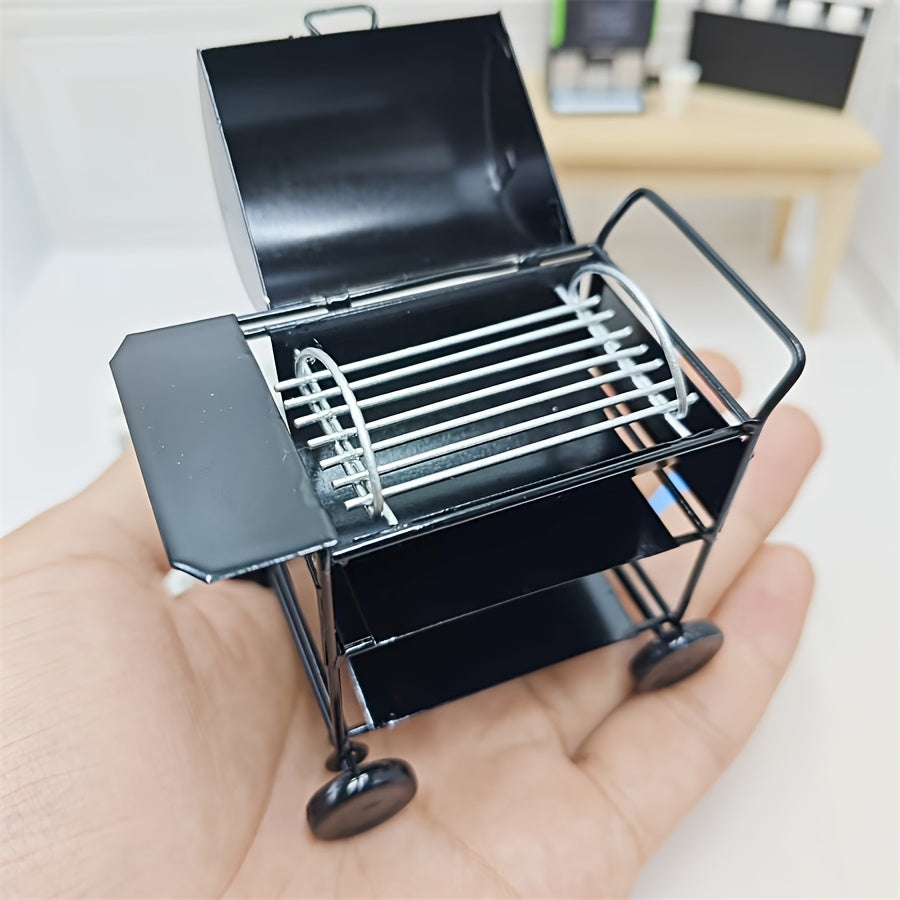 Mini BBQ Grill Model for Dollhouse Metal Outdoor Scene Decor