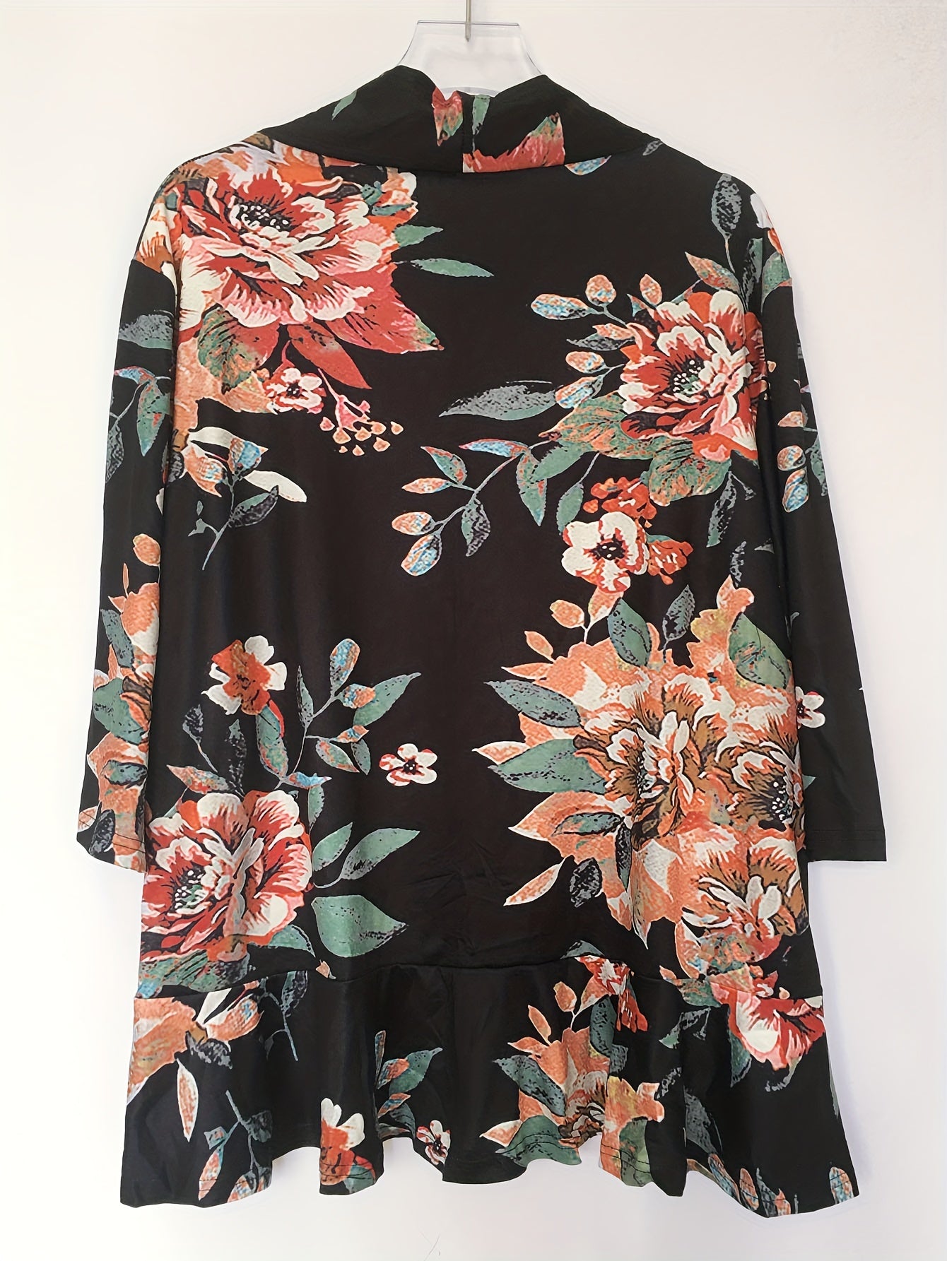  Floral Print Open Front Cardigan