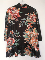  Floral Print Open Front Cardigan