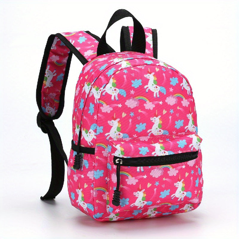 Pink Cartoon Unicorn Kids Backpack - Lightweight with Adjustable Straps