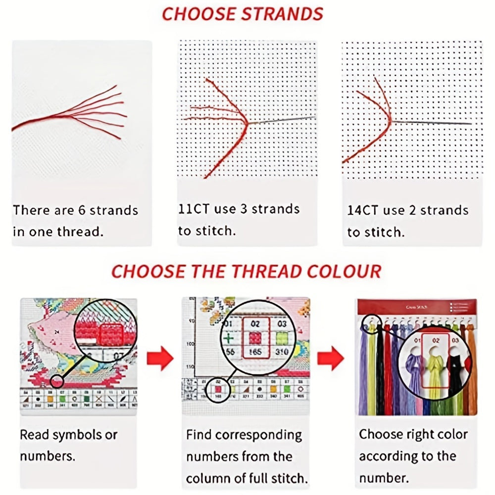 DIY Cross Stitch Kit Peony Peacock Pattern Embroidery 11CT Printed Canvas
