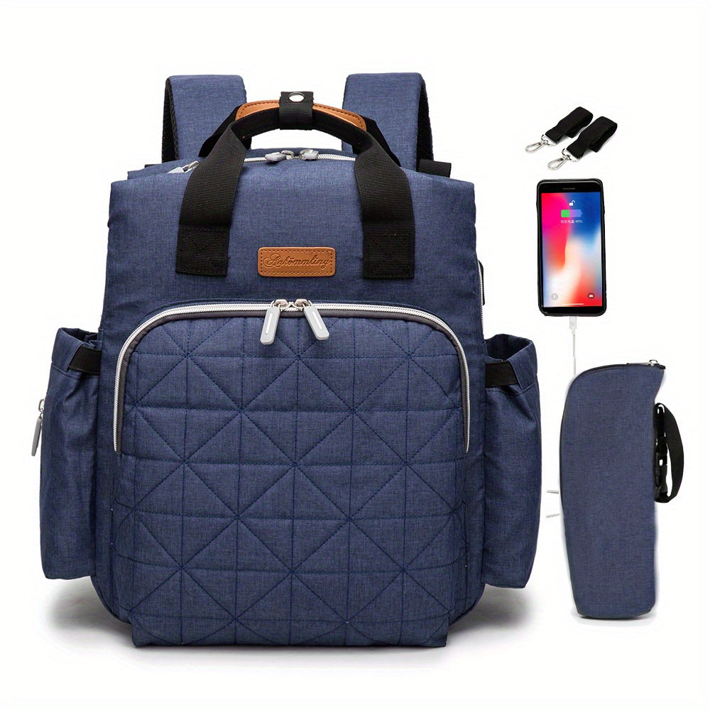 4pcs Embroidered Mommy Bag Set with Stroller Hook