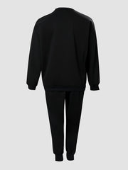  Letter Print Pullover Shirt & Drawstring Pants Set