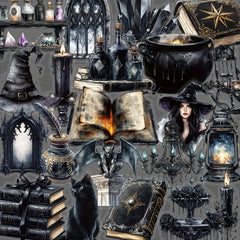 50pcs Dark Witch Stickers - Halloween Decor for Laptops & Luggage