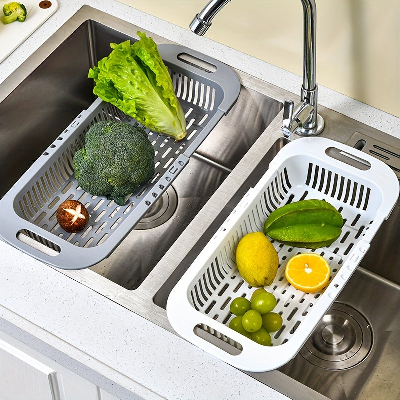 Retractable Kitchen Drain Basket Sink Rack Plastic Dish Drainer
