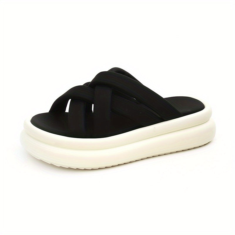 Women's Cross Strap Platform Slides Sandals Open Toe Thick Bottom