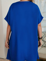  Basic Dress Plain Short Sleeve Round Neck Stretch Dress