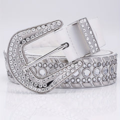 Rhinestone Belt Men's Faux Diamonds Leather Belt