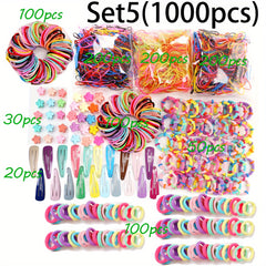 Colorful Hair Ties Set Elastic Ponytail Clips Holders Rubber Band