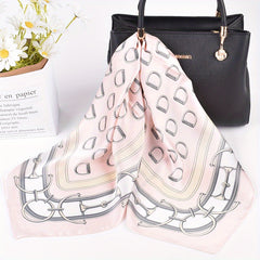 Vintage Chain Print Bandana Silk Square Scarf Shawl Neckerchief