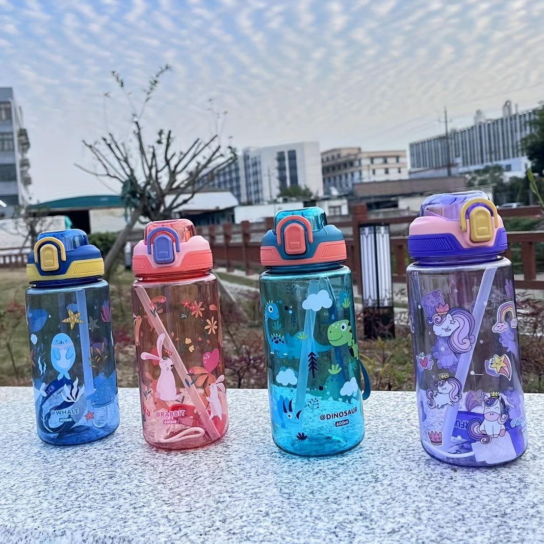 600ml Cartoon Sports Water Bottle Leakproof BPA-Free