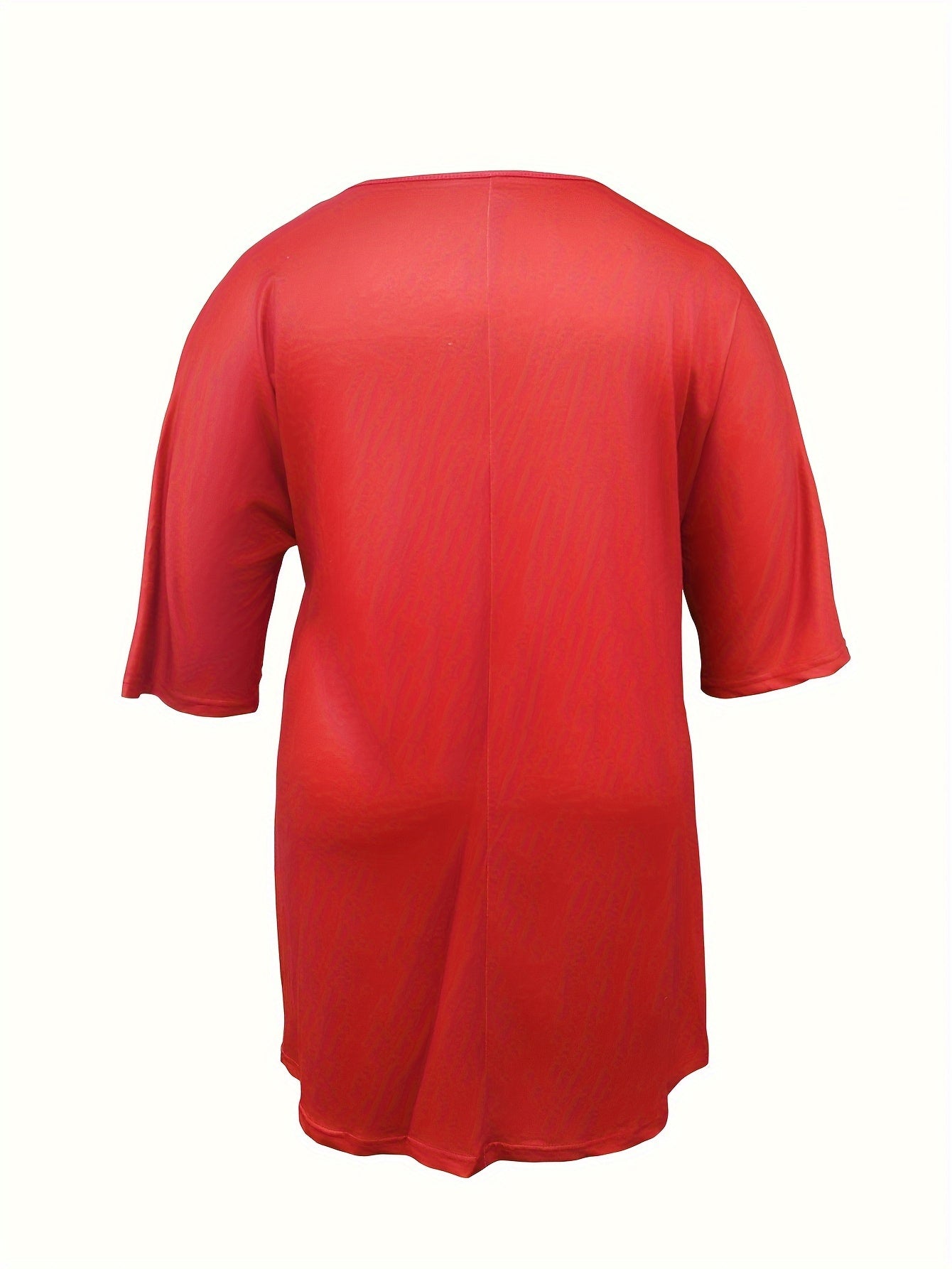  Santa Claus Print Three Quarter Sleeve V Neck Sleep Dress