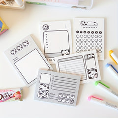 Cow Cat Student Memo Pad Non Sticky Paper Learning Notes
