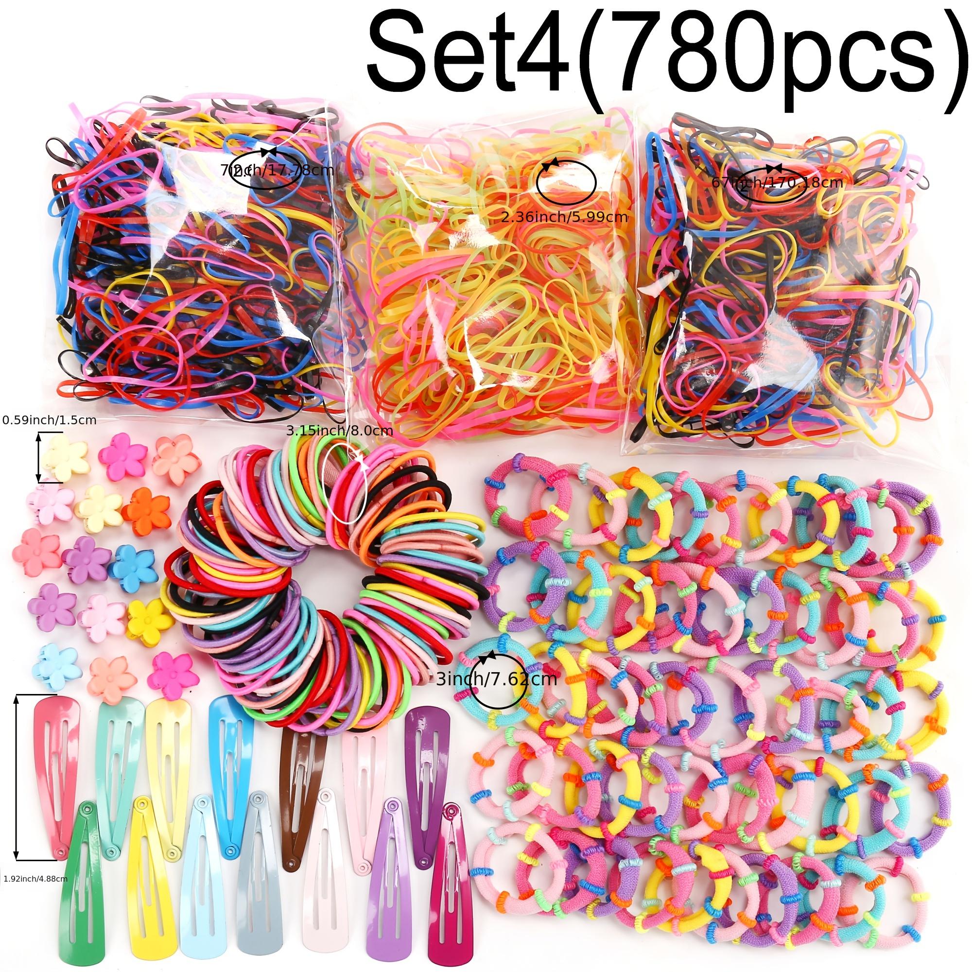 Colorful Hair Ties Set Elastic Ponytail Clips Holders Rubber Band