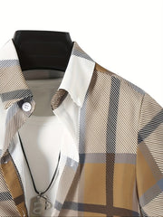 Plaid Print Short Sleeve Shirt for Boys