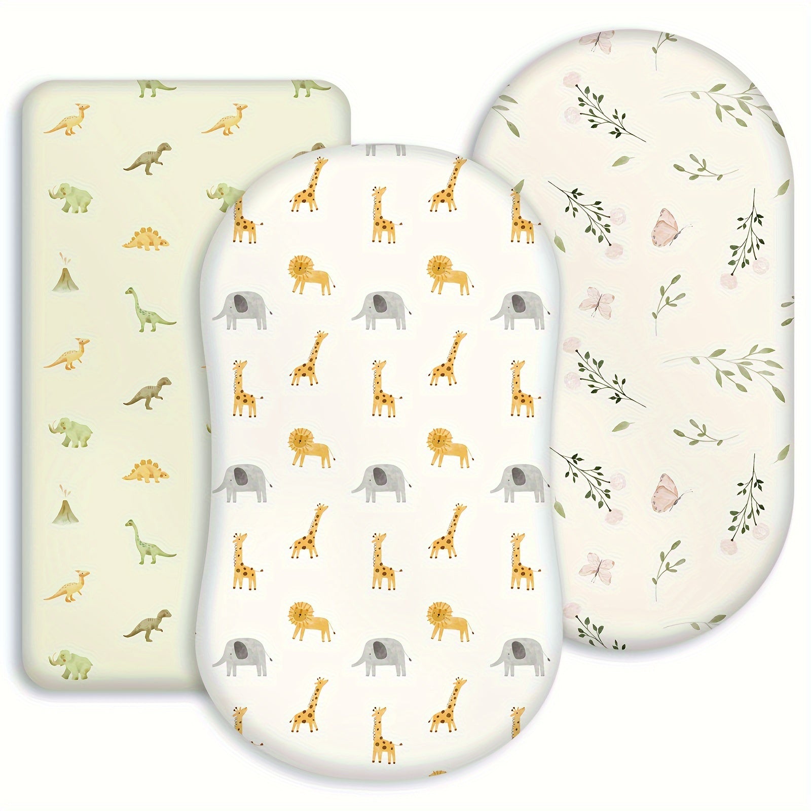 3 Pack Baby Crib Sheet Sets Ivory & Peach Animal Prints Microfiber Woven