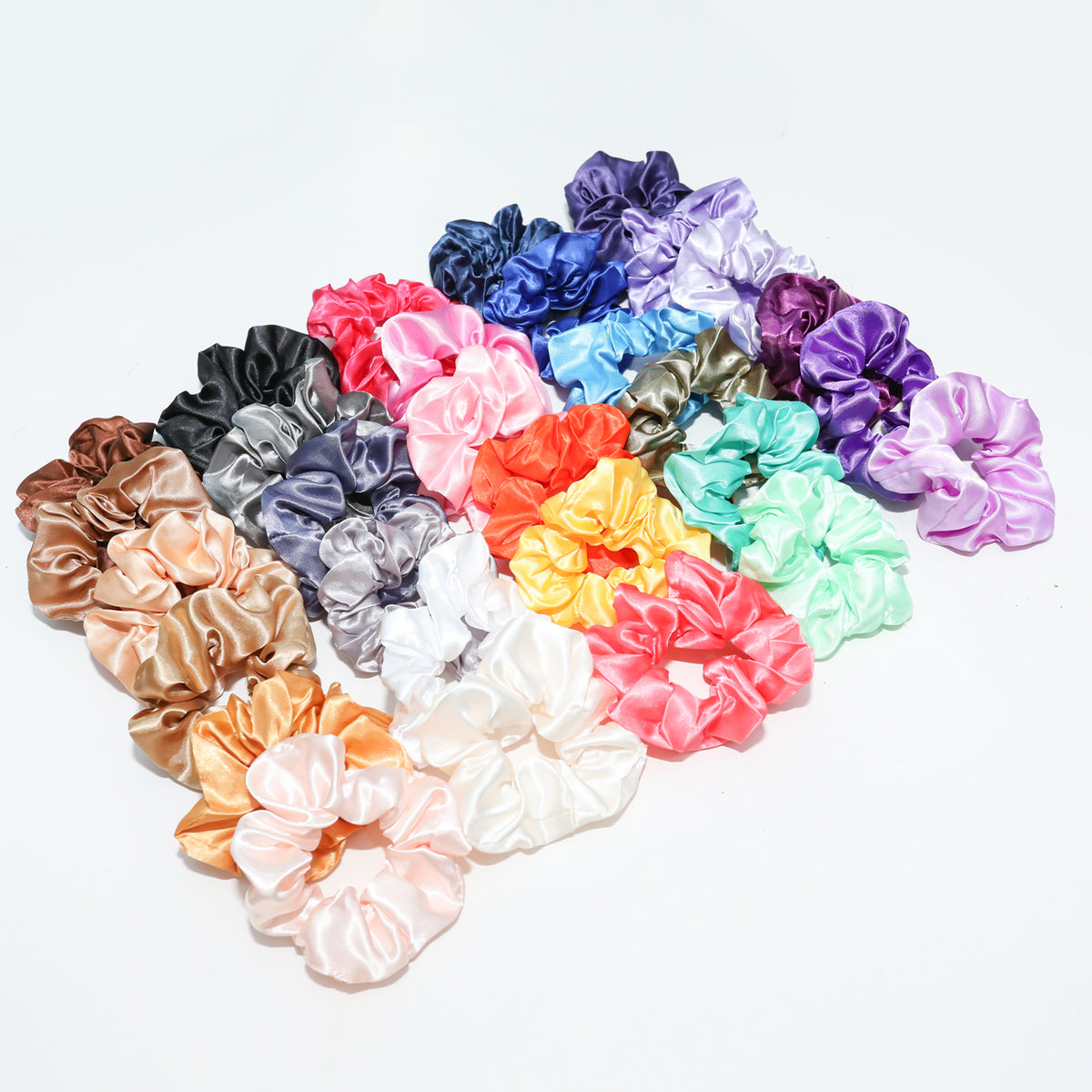 30pcs Solid Stain Hair Scrunchies for Women Girls - Soft Silk Scrunchie