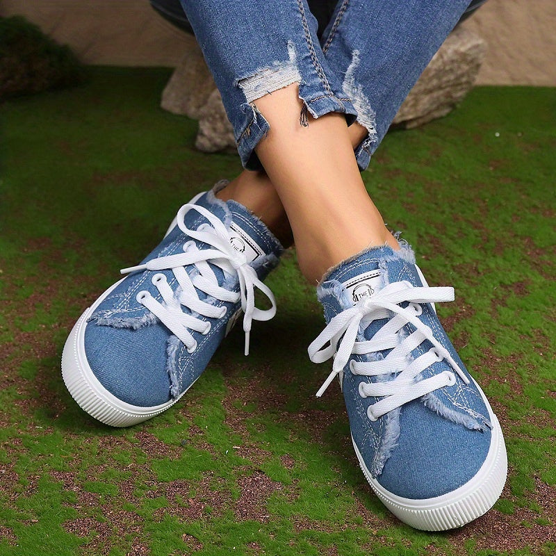 Women's Canvas Lace Up Mule Sneakers Lightweight & Comfortable Shoes
