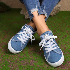 Women's Canvas Lace Up Mule Sneakers Lightweight & Comfortable Shoes