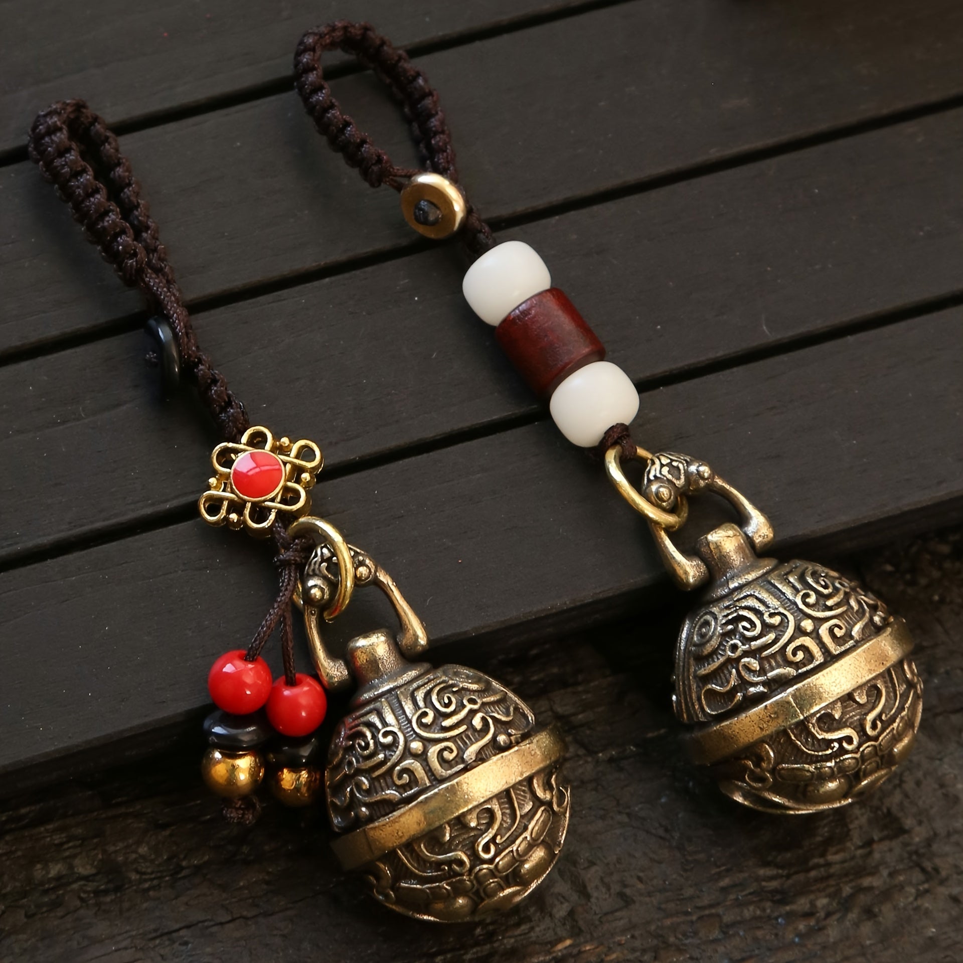 Brass Pixiu Bell Keychain Hollow Out Bell Lucky Decor