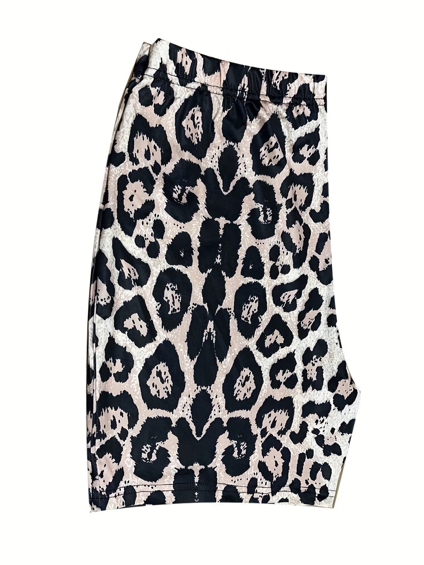  Colorblock Leopard Print Top & Shorts Set