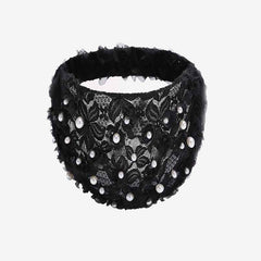Faux Pearl Headband Lace Hair Band Elastic Turban