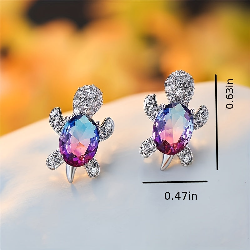 Turtle Zircon Stud Earrings for Women Girls