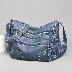 Studded Decor Crossbody Bag Retro Style Shoulder Bag PU Leather