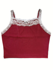 Lace Trim Cami Top with Bow Tie