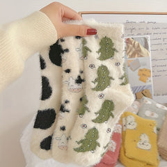 Teen's Non-slip Winter Thermal Plush Sleep Socks