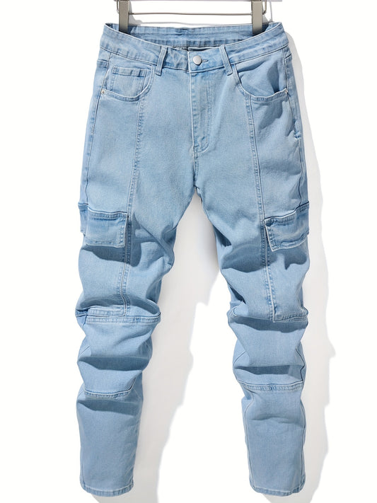 Baggy Pocket Cotton Jeans Men s Casual Loose Fit Stretch Denim Pants