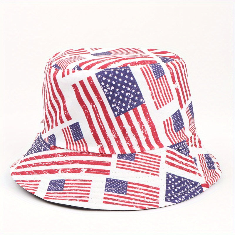 Printed Reversible Bucket Hat Hip Hop Red Cotton Sunscreen Basin Hat