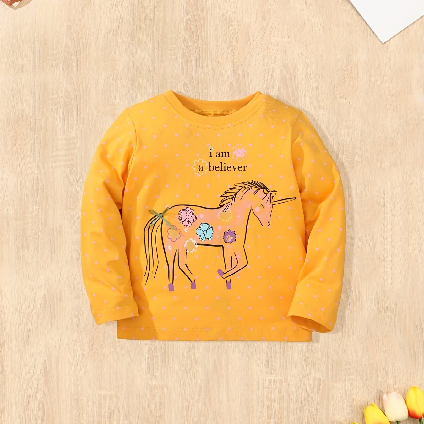 Girls Cartoon Pattern Embroidered Long Sleeve T-Shirt