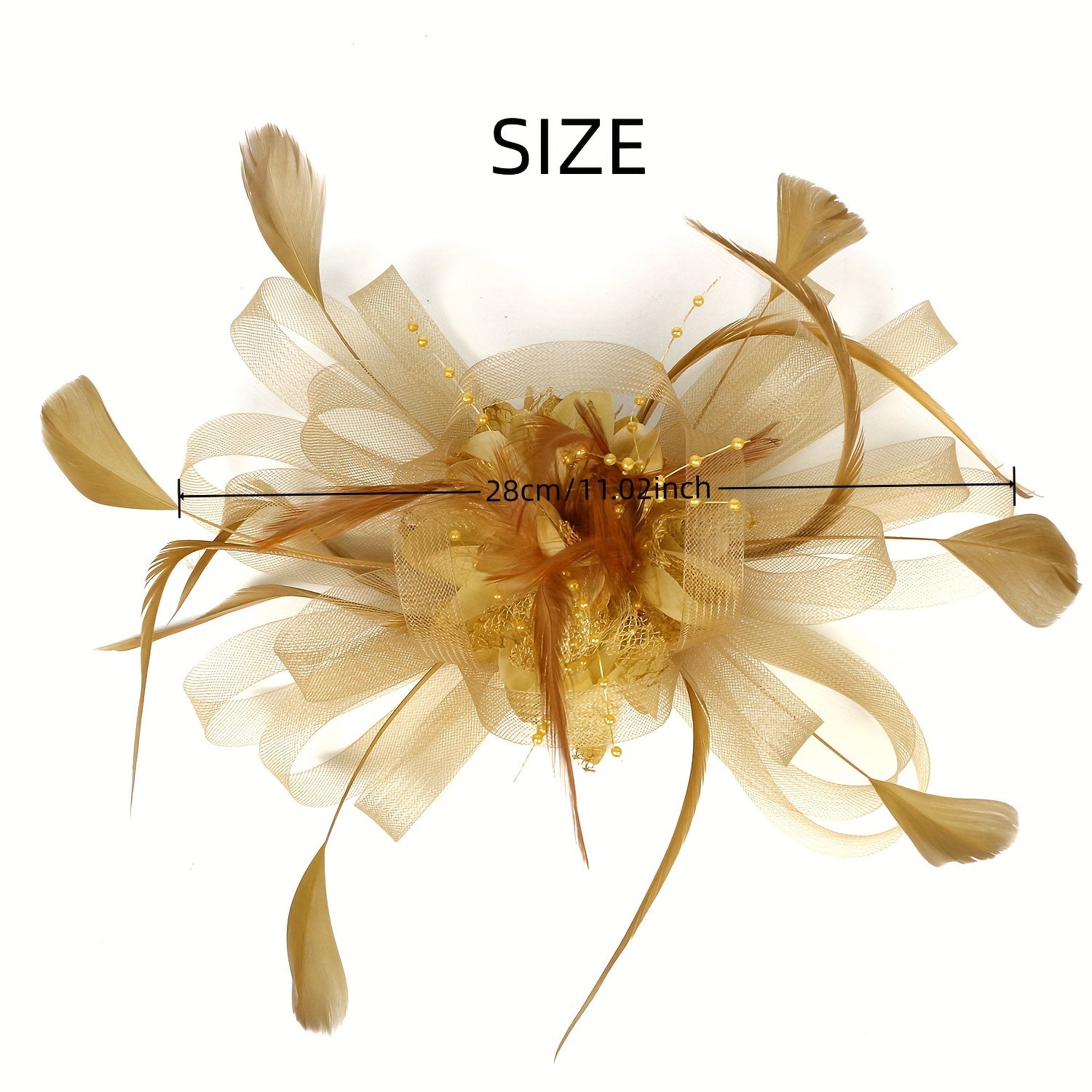 Women Mesh Flower Feather Fascinator Headband With Clip