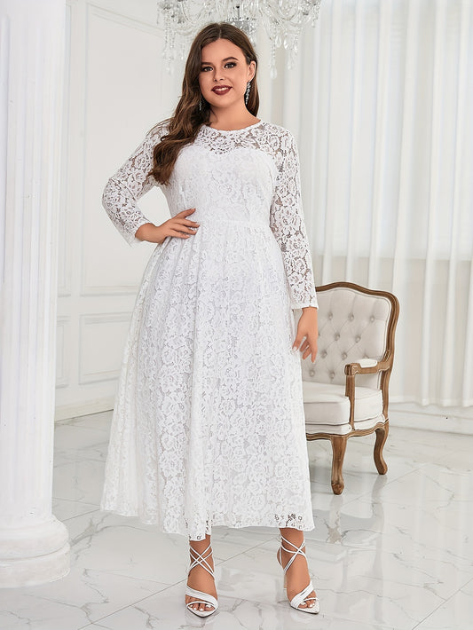 Lace Round Neck Maxi Bridesmaid Dress
