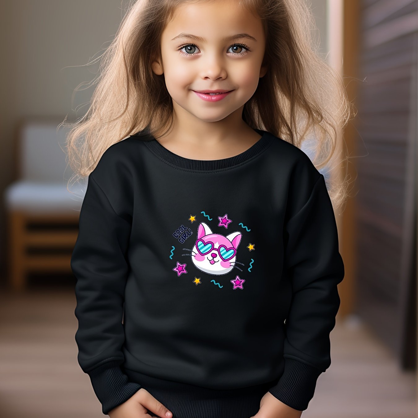 OERYUI Kids Kitty Graphic Sweatshirt Comfy Pullover